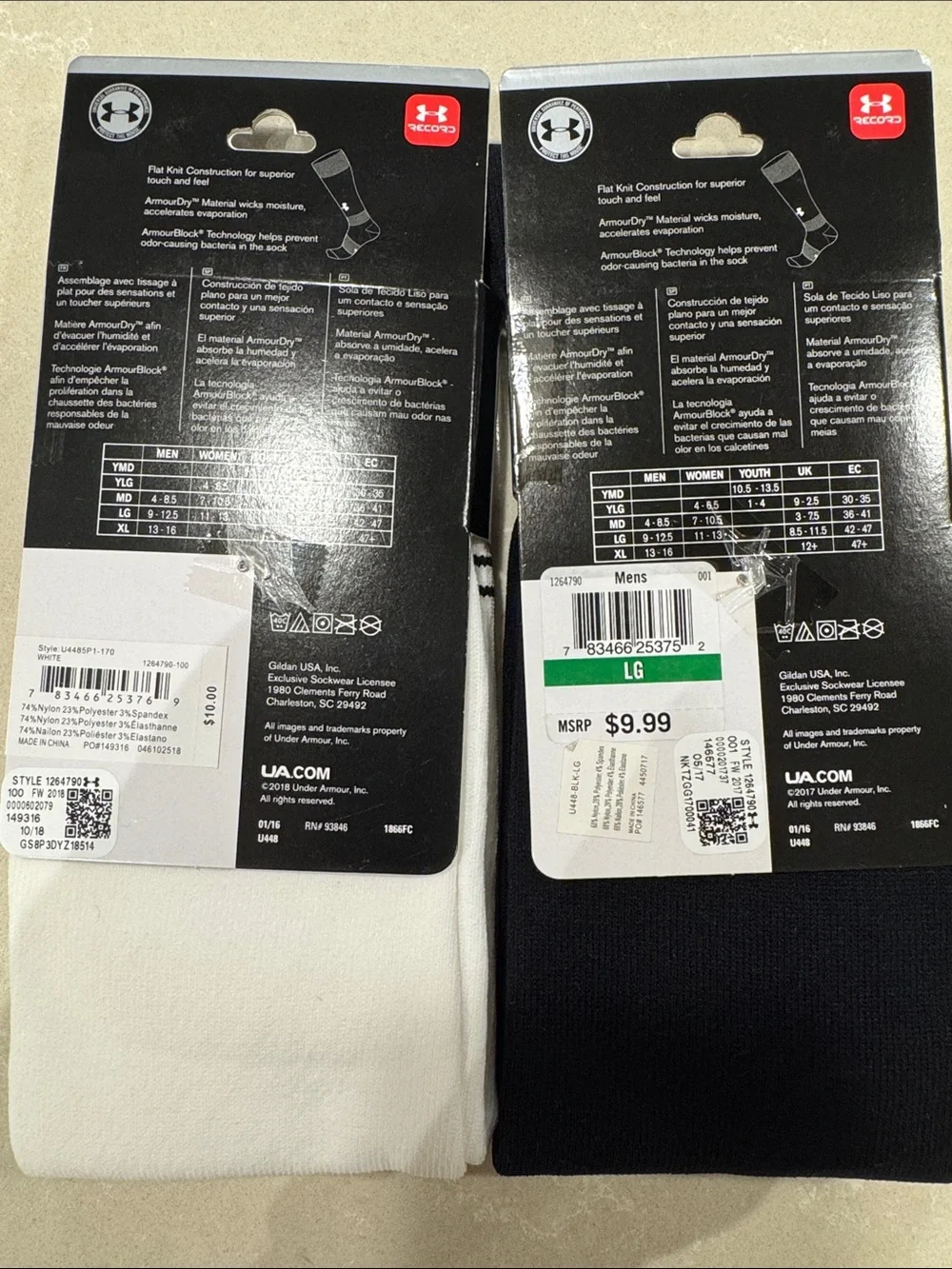 Under Armour UA Soccer Over-the-Calf Soccer Socks - Black & White (Pair)